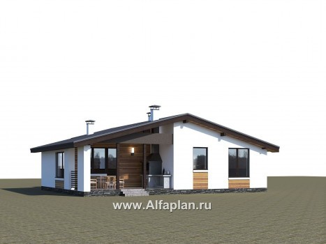 Проекты домов Альфаплан - «Калисто» - одноэтажный коттедж с гаражом на два автомобиля - превью дополнительного изображения №1