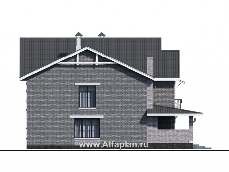 «Сафо» - проект двухэтажного дома, из кирпича, второй свет гостиной, с сауной и с террасой - превью фасада дома