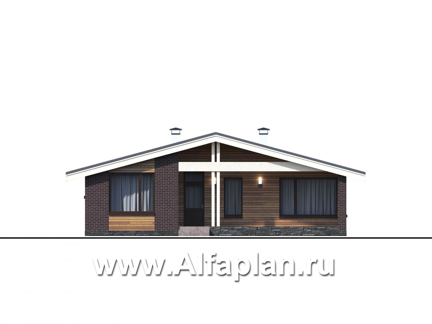 Проекты домов Альфаплан - «Бета» - стильный каркасный коттедж с террасой - изображение фасада №2