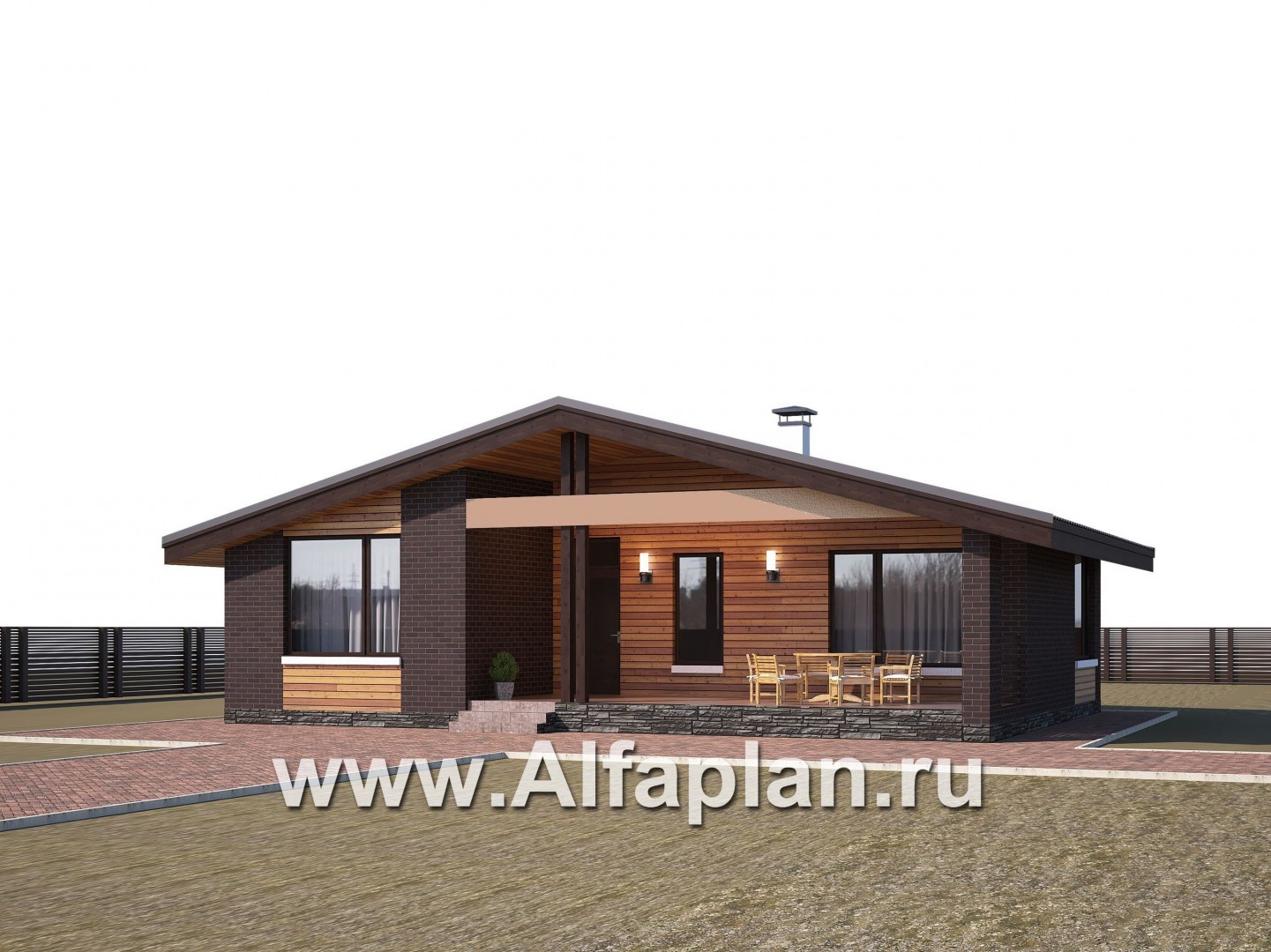Проекты домов Альфаплан - «Бета» - стильный каркасный коттедж с террасой - дополнительное изображение №3