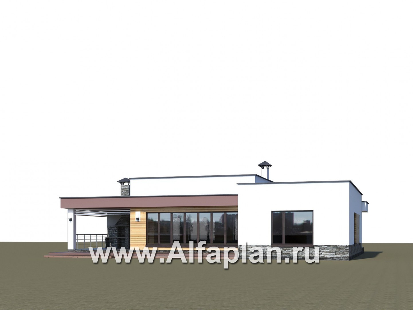 Проекты домов Альфаплан - «Ниагара» - современный одноэтажный коттедж с плоской кровлей - дополнительное изображение №3