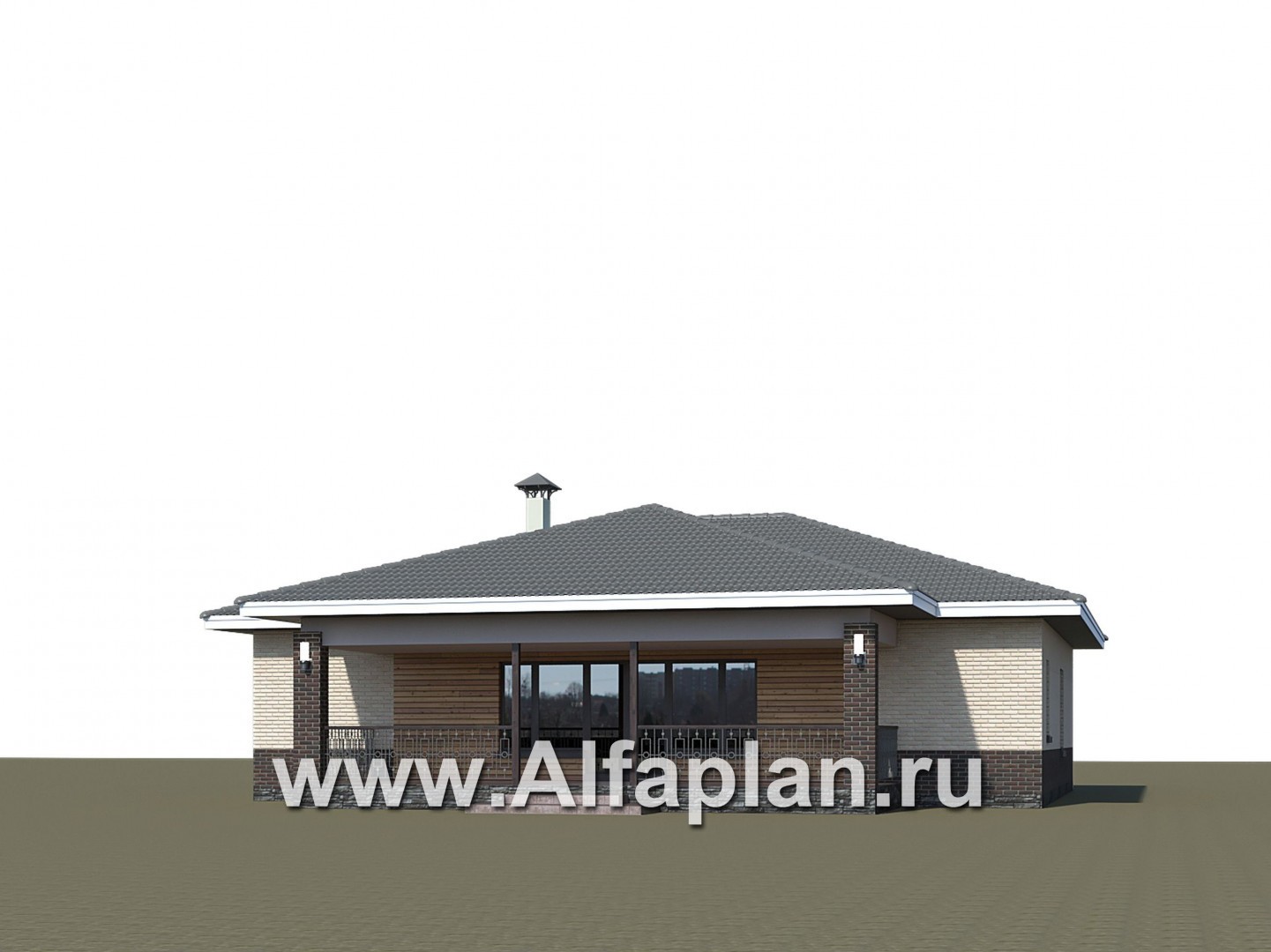 Проекты домов Альфаплан - «Зодиак» - одноэтажный коттедж с большим гаражом - дополнительное изображение №1
