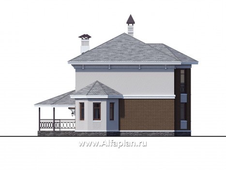 Проекты домов Альфаплан - «Классика»- двухэтажный особняк с эркером и большим гаражом - превью фасада №3