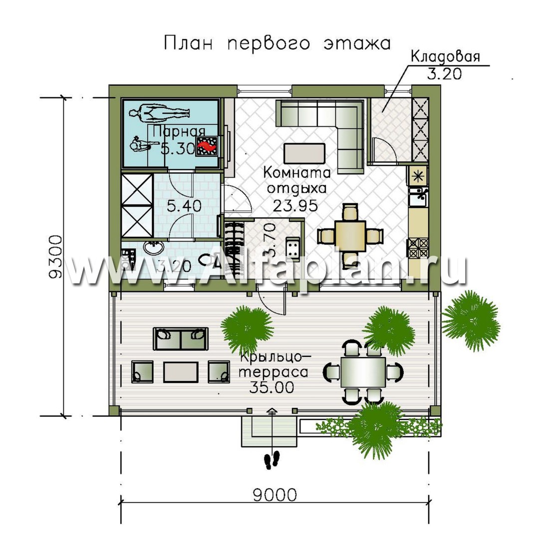 Проект карксной с террасой - план дома