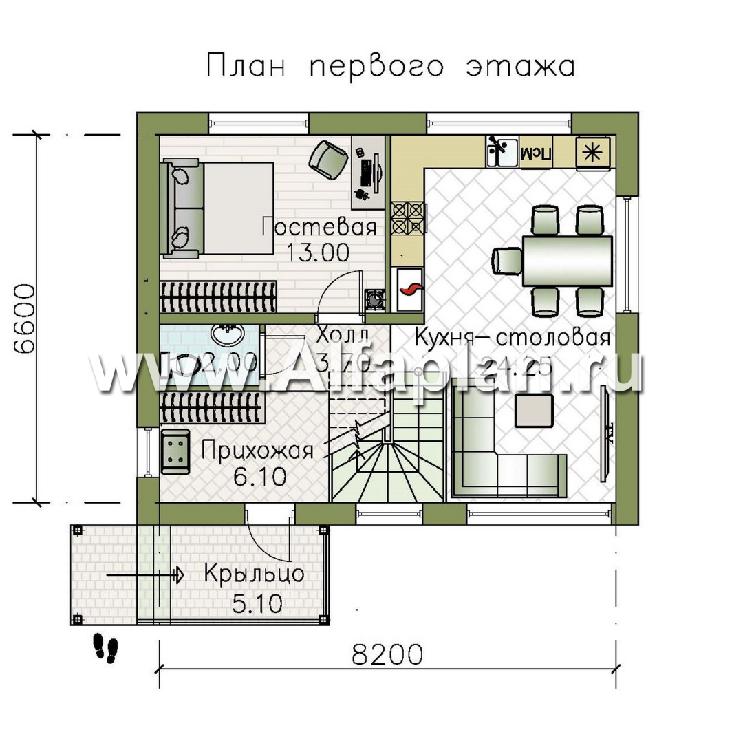 Проекты домов Альфаплан - "Джокер" - проект каркасного, компактного и комфортного дома - изображение плана проекта №1