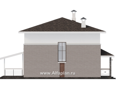 Проекты домов Альфаплан - "Остров сокровищ" - проект комфортного, простого дома из газобетона - превью фасада №3