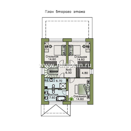 Проекты домов Альфаплан - "Остров сокровищ" - проект комфортного, простого дома из газобетона - превью плана проекта №2