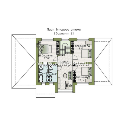 «Триггер роста» - проект двухэтажного дома из блоков, с террасой и вторым светом, с гаражом, в стиле Райта - превью план дома