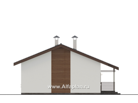 Проекты домов Альфаплан - "Пикколо" - экономичный одноэтажный коттедж из гзобетонных блоков - превью фасада №3
