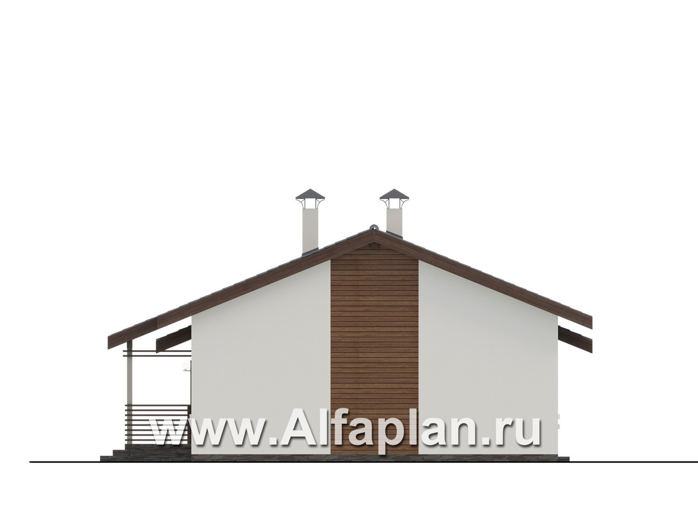 Проекты домов Альфаплан - "Пикколо" - экономичный одноэтажный дом из гзобетонных блоков, с террасой - изображение фасада №2