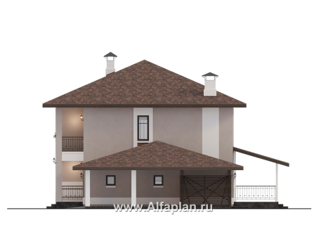 «Ладога» - проект двухэтажного дома из газобетона, с террасой, планировка с гаражом - превью фасада дома