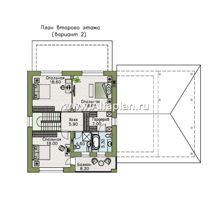 «Ладога» - проект двухэтажного дома из газобетона, с террасой, планировка с гаражом - превью план дома