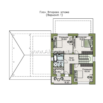 Проекты домов Альфаплан - "Сайма" - двухэтажный дом из кирпичей в баварском стиле, с гаражом - превью плана проекта №2