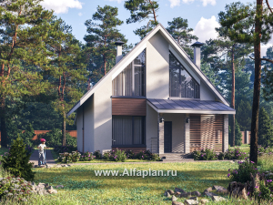 Превью проекта ««Генезис» - проект дома с мансардой, с террасой в современном стиле»