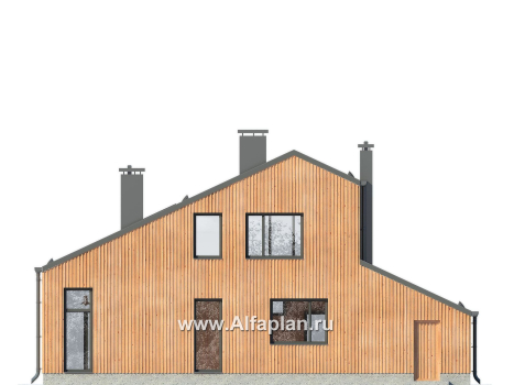 Проект дома с мансардой, планировка с кабинетом и с гаражом на 1 авто, в современном стиле - превью дополнительного изображения №5
