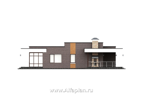 «Финансист» - проект одноэтажного дома, планировка мастер спальня, с сауной и с террасой - превью фасада дома