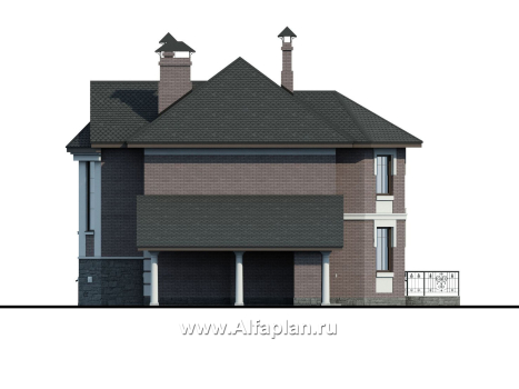 «Монплезир» - проект двухэтажного дома,с эркером и с террасой, навес на 1 авто - превью фасада дома