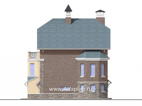 Проекты домов Альфаплан - «Корвет-прогресс» - трехэтажный коттедж с двумя гаражами - превью фасада №2
