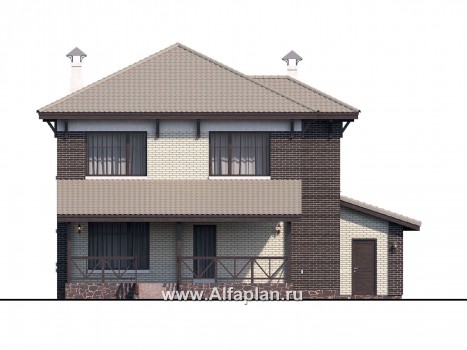 Проекты домов Альфаплан - «Вишера» - стильный дом с гаражом на два автомобиля - превью фасада №4