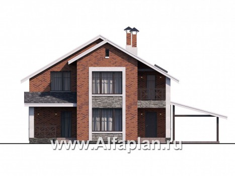 Проекты домов Альфаплан - «Ижора» - небольшой классический дом с двускатной кровлей - превью фасада №1