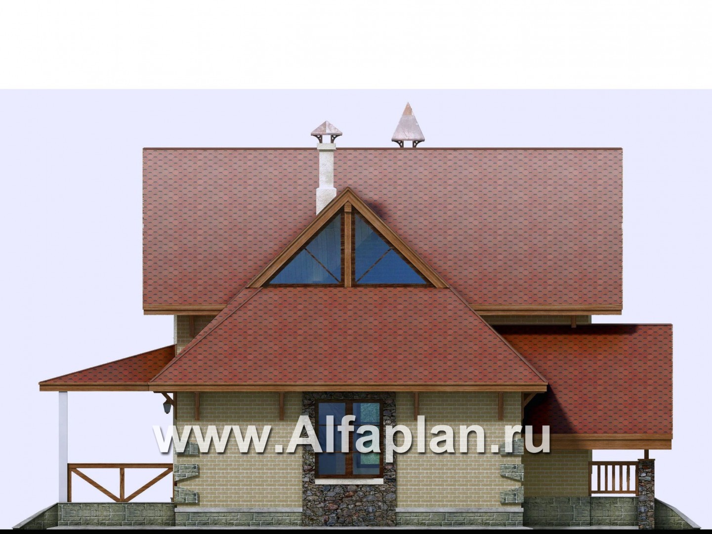 «Альпенхаус» - проект дома с мансардой, высокий потолок в гостиной, в стиле шале - фасад дома