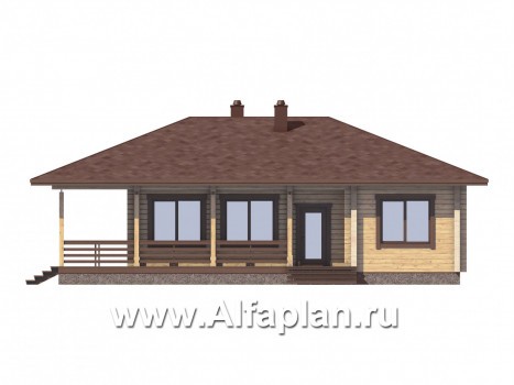 Проекты домов Альфаплан - Удобная дача с большой террасой и шатровой кровлей - превью фасада №2