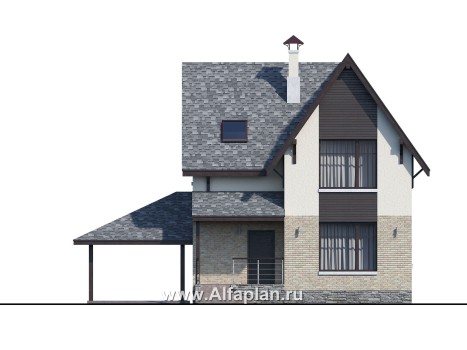 Проекты домов Альфаплан - «Оптима»- стильный современный коттедж с гаражом-навесом - превью фасада №1