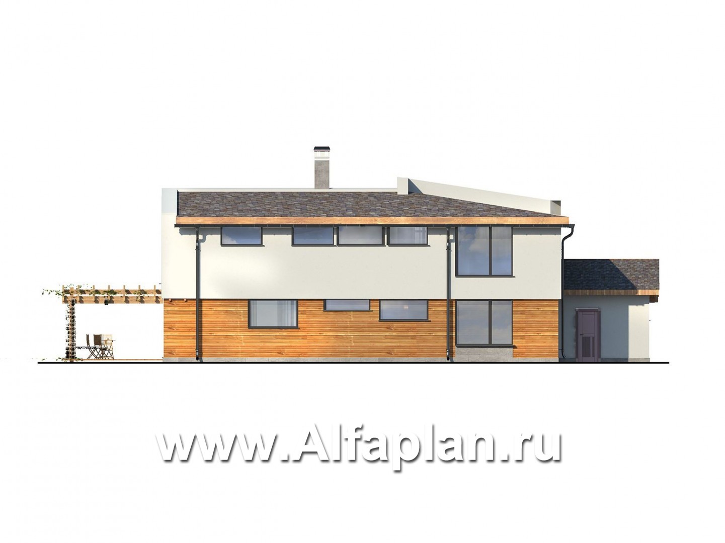 Проекты домов Альфаплан - Современный загородный дом с комфортной планировкой - изображение фасада №3