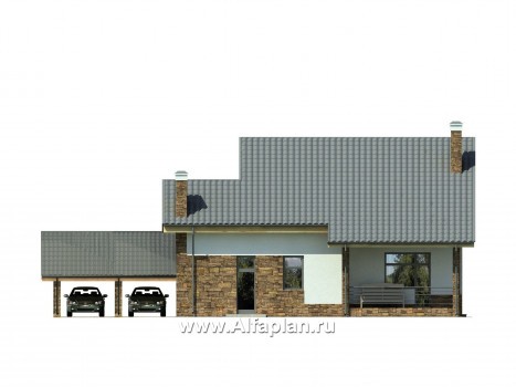 Проекты домов Альфаплан - Современный коттедж с угловым остеклением - превью фасада №4