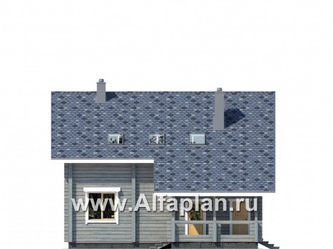 Проект двухэтажного дома из бруса, планировка с кабинетом и с террасой, в современном стиле - превью фасада дома