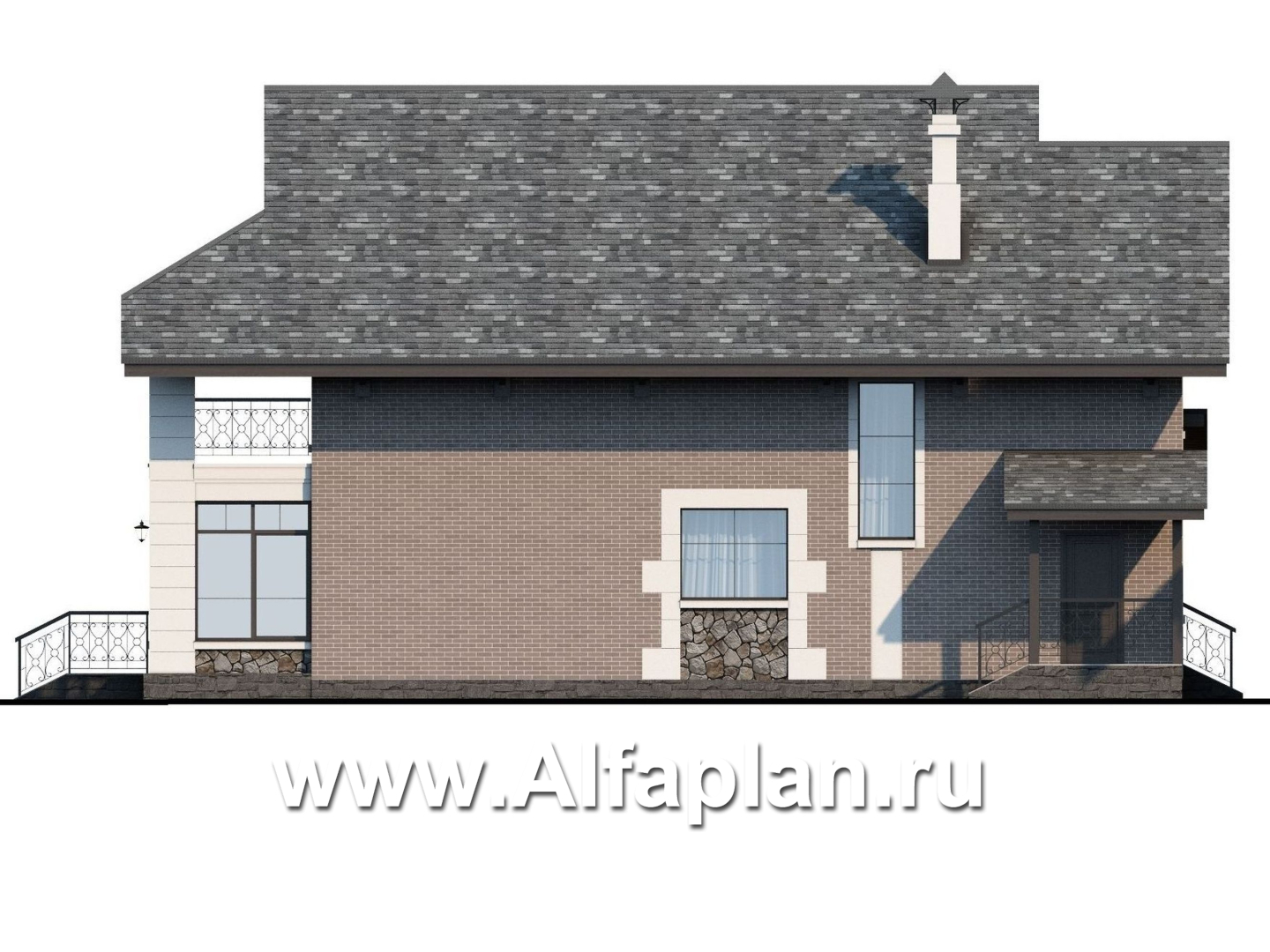 Проекты домов Альфаплан - «Одетта»- компактный дом для узкого участка - изображение фасада №3