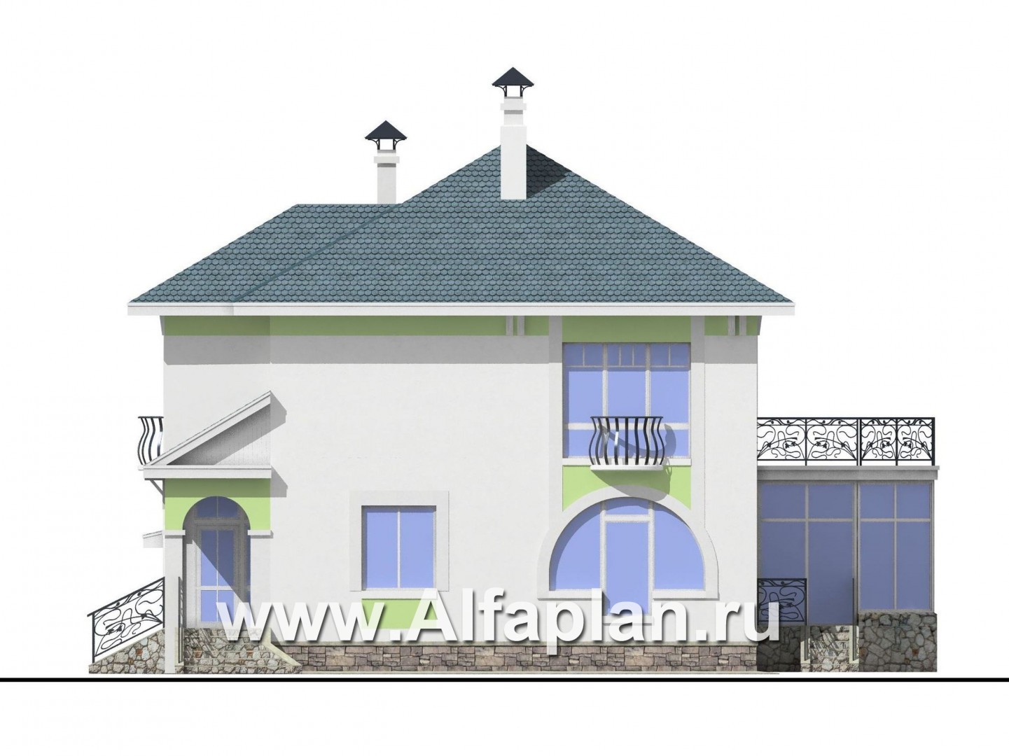 Проекты домов Альфаплан - «Палома» - респектабельный  особняк с большим гаражом - изображение фасада №2