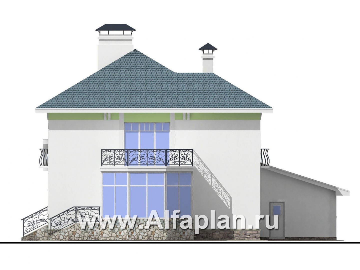 Проекты домов Альфаплан - «Палома» - респектабельный  особняк с большим гаражом - изображение фасада №4