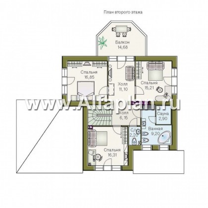 Проекты домов Альфаплан - «Палома» - респектабельный  особняк с большим гаражом - превью плана проекта №2