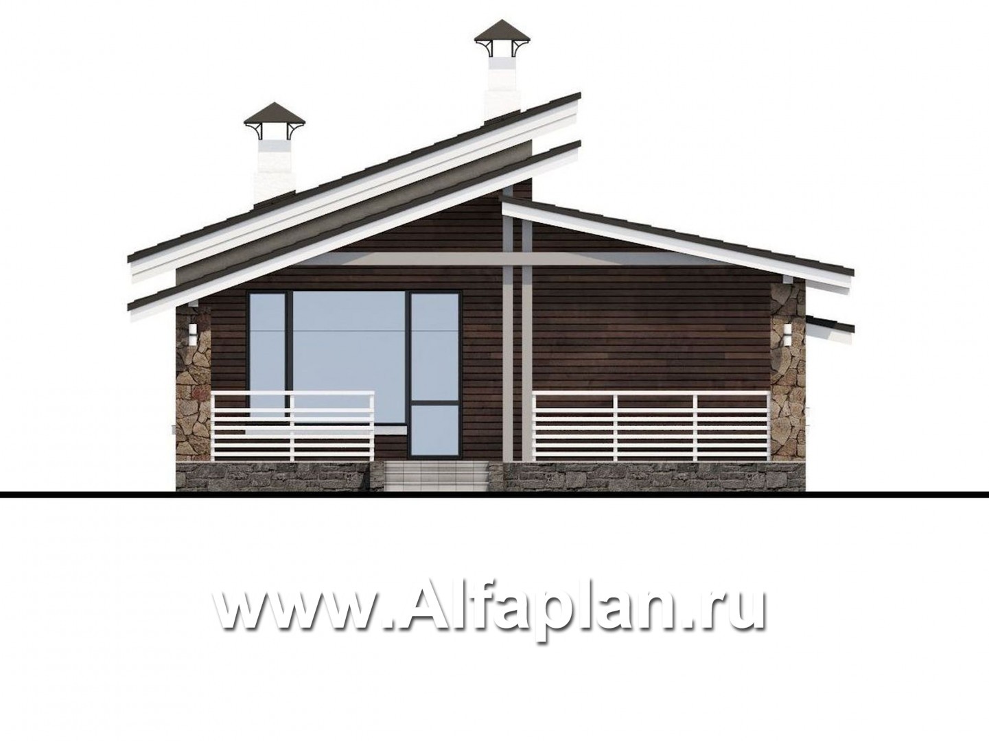 Проекты домов Альфаплан - «Дриада» - одноэтажный дом --навесом - изображение фасада №4