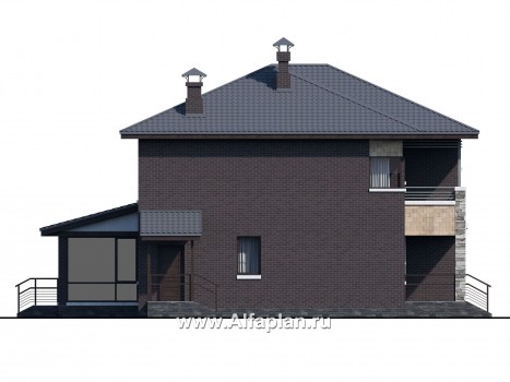 Проекты домов Альфаплан - «Прайд» - современный коттедж с остекленной верандой - превью фасада №3