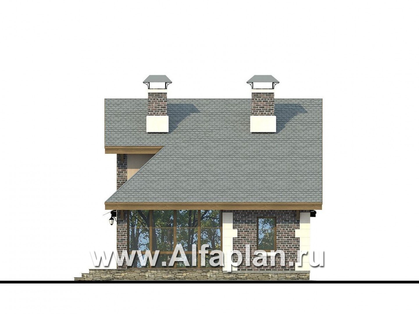 Проекты домов Альфаплан - «Замечательный сосед плюс»- дом со студией и навесом для машин - изображение фасада №2