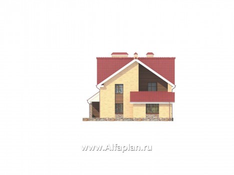 Проект дома с мансардой, современный таунхаус на 2 семьи (дуплекс) - превью фасада дома