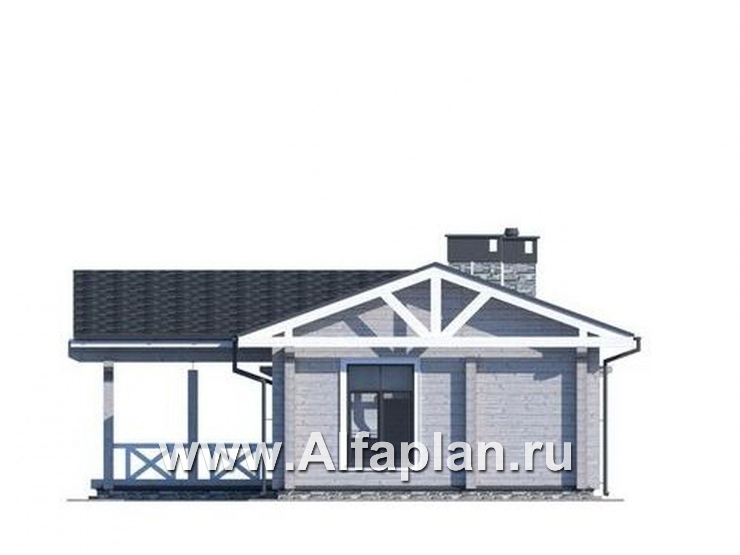 Проекты домов Альфаплан - Уютная бревенчатая баня с террасой - изображение фасада №2