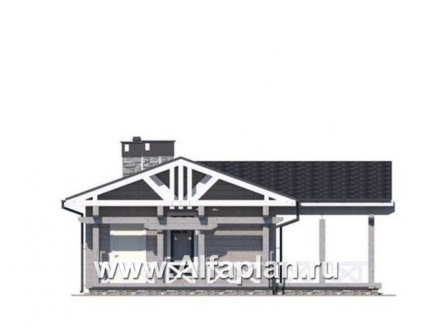 Проекты домов Альфаплан - Уютная бревенчатая баня с террасой - изображение фасада №3