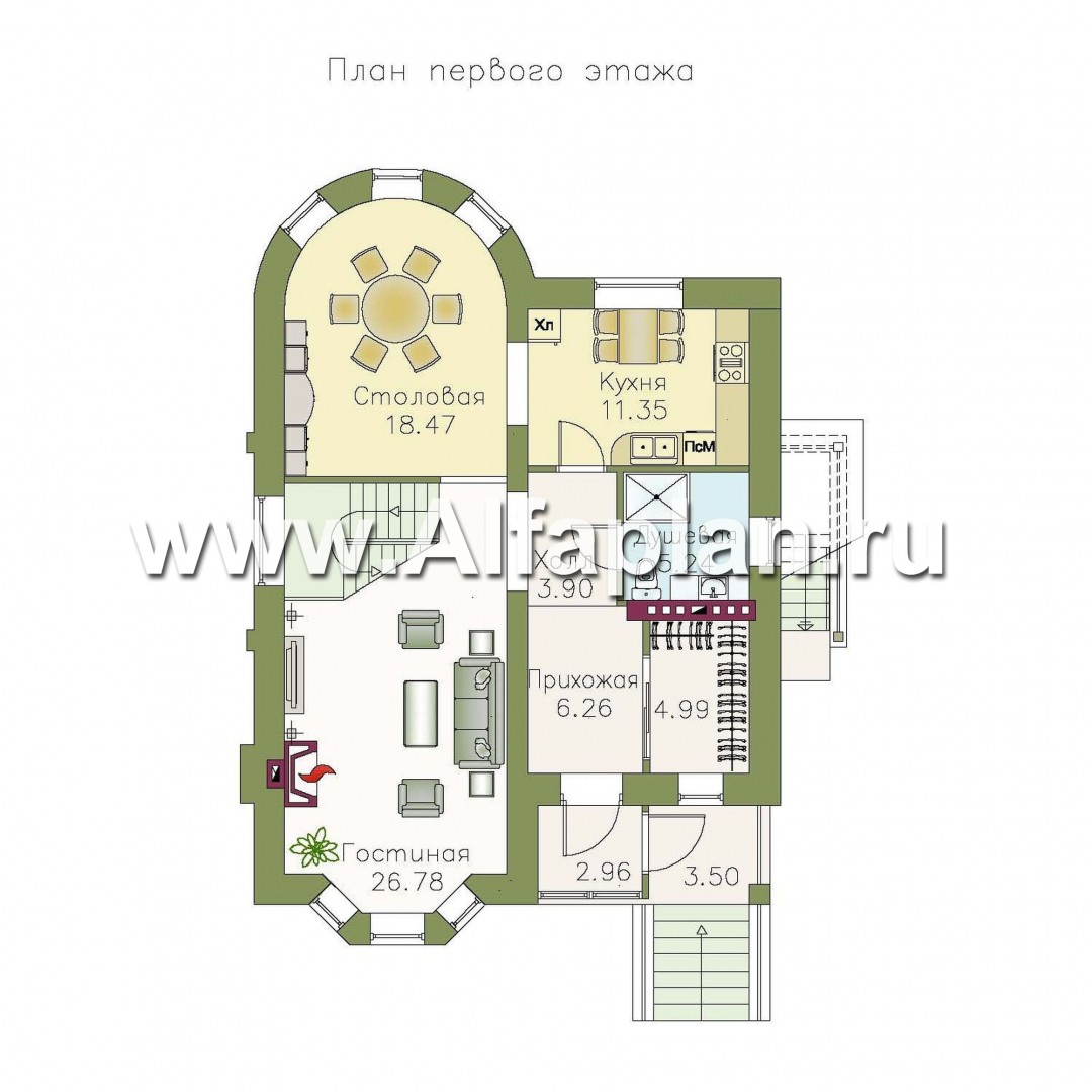 Проекты домов Альфаплан - «Стелла Плюс» — компактный дом с цокольным этажом - план проекта №2