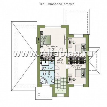 «Равновесие» - проект двухэтажного дома,открытая планировка,  с террасой и с гаражом, в стиле Петровское Барокко - превью план дома