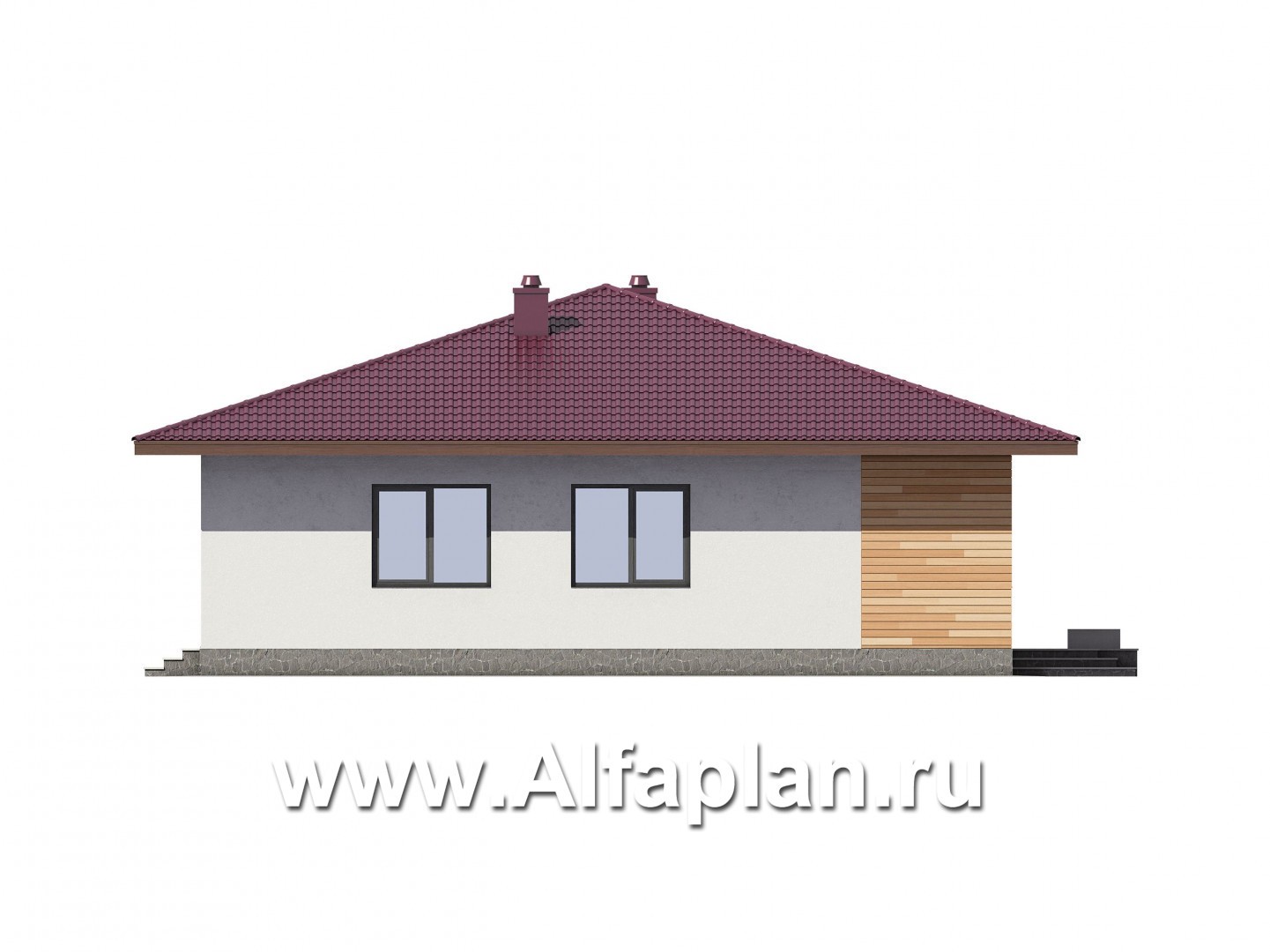 Проекты домов Альфаплан - Проект современного одноэтажного дома - изображение фасада №2