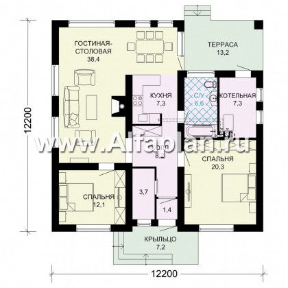 Проекты домов Альфаплан - Проект современного одноэтажного дома - превью плана проекта №1