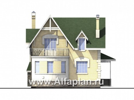 Проекты домов Альфаплан - «Ретростилиса» - проект экономичного дома для небольшого участка - превью фасада №4