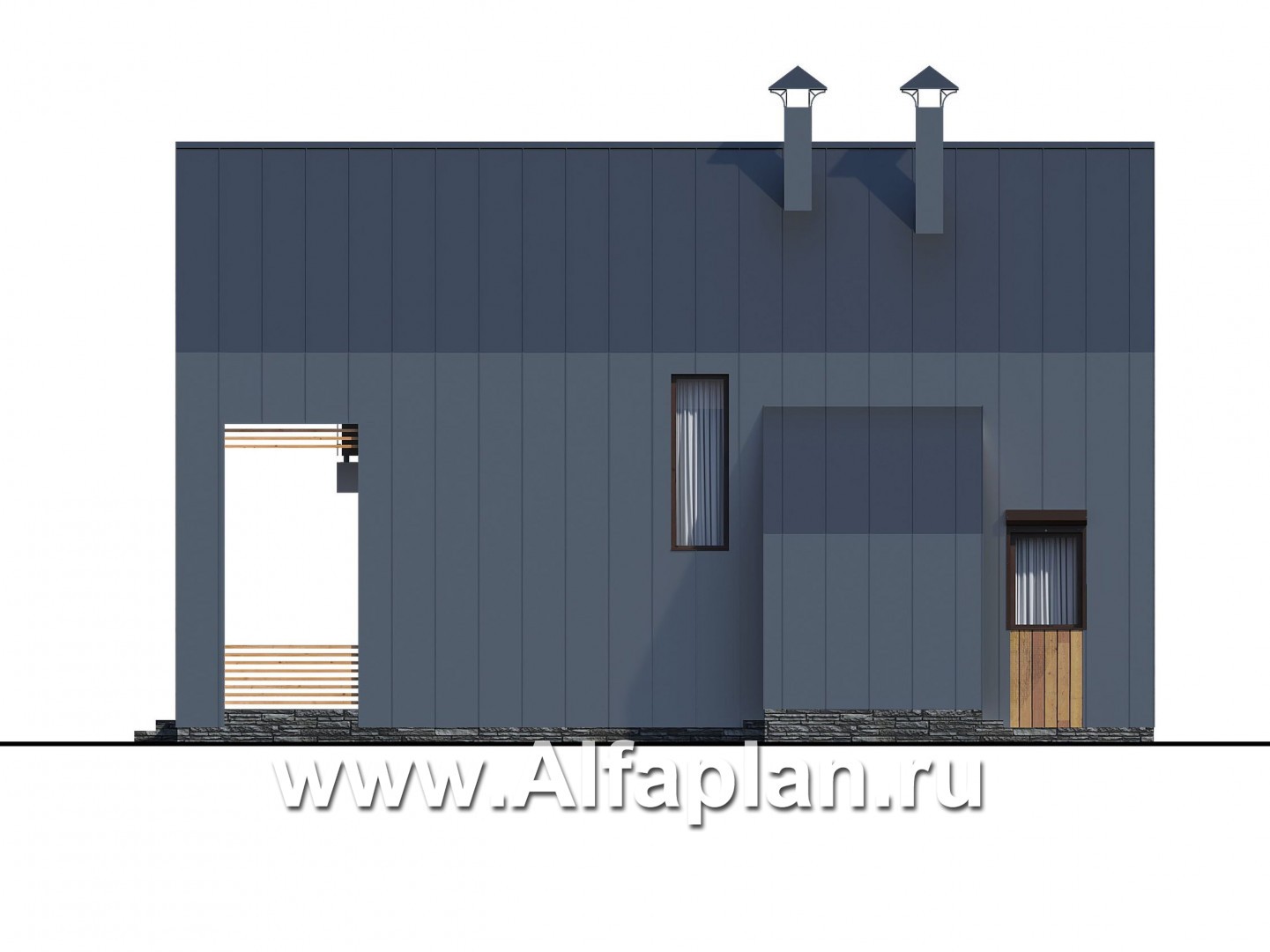Проекты домов Альфаплан - «Сигма» - стильный двухэтажный каркасный дом - изображение фасада №2