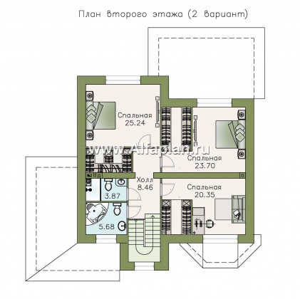 «Амадей» - проект двухэтажного дома, планировка с эркером и с террасой - превью план дома