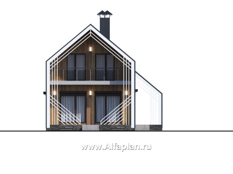 Проекты домов Альфаплан - «Тау» - эксклюзивный коттедж в современном дизайне - превью фасада №1