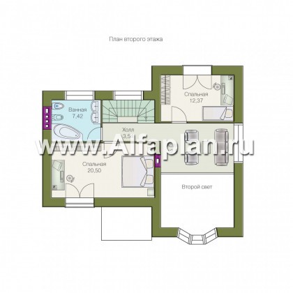 Проекты домов Альфаплан - «Фантазия» - проект дома с компактным планом для небольшого участка - превью плана проекта №2