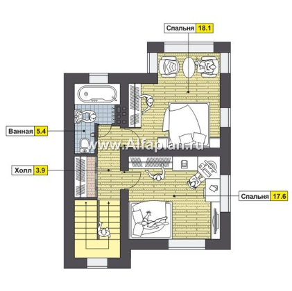 Проекты домов Альфаплан - Компактный дом для маленького участка - превью плана проекта №2